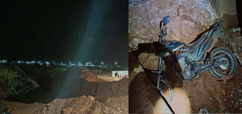 Imagem ilustrativa da matéria Após queda de motociclista em valeta, vereador Vanderson Cardoso critica falta de sinalização em obra em Chapadão do Sul